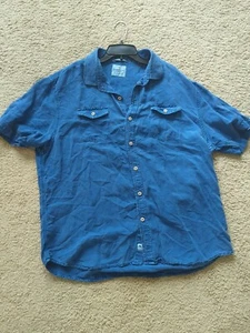 Camisa hawaiana con botones Tommy Bahama azul bolsillo bordado manga corta XL - Imagen 1 de 6
