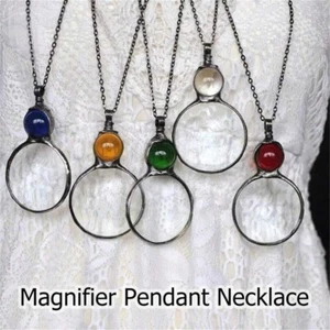 1Pc Necklace Magnifier Magnifying Glass Pendant Necklace Vintage Reading Lens - Picture 1 of 42