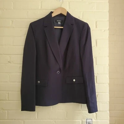 Chaqueta Nine West Mezcla de Lino Azul Marino Botón Único Talla Mediana Nueva con Etiquetas Foto 1 de 4
