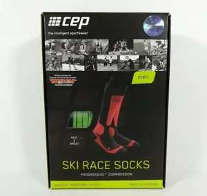 NUEVO EN CAJA CALCETINES DE COMPRESIÓN DE ESQUÍ CEP PROGRESIVOS + CARRERAS PARA HOMBRE $55 talla 3 negro verde - Imagen 1 de 4
