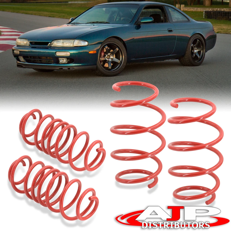 Red Front + Rear 1.5" JDM Lowering Springs Set For 1995-1998 Nissan 240SX S14 Foto 1 de 4