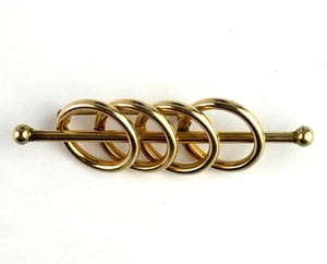 Vintage Gold Tone Four Rings with Bar Pin Brooch - Picture 1 of 2