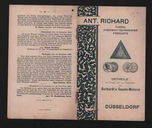 Düsseldorf, brochure 1896, Ant. Richard Factory Chemical Engineering Products - Picture 1 of 2