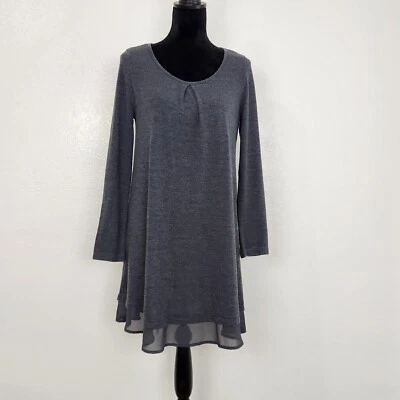 Vestido Ya Los Angeles cinza algodão manga longa gola redonda comprimento da coxa linha A tamanho P - Imagem 1 de 4