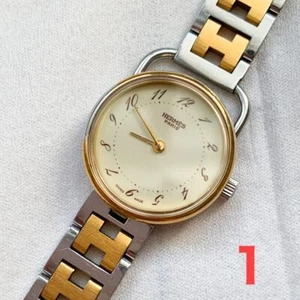 Hermes Arceau 25mm Ivory Dial Quartz Gold Ladies Watch Vintage Used Japan - Picture 1 of 3