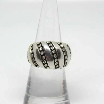 Anillo Kabana KBN Plata Esterlina 925 Modernista Diseño Cinta Cúpula Tachonado - Talla 6 Foto 1 de 4