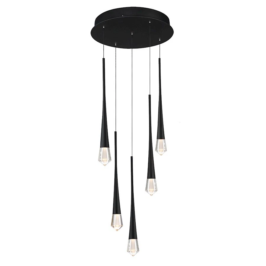 Colgante ET2 Lighting Pierce 5 luces, negro/cristal transparente - E24225-122BK Foto 1 de 1