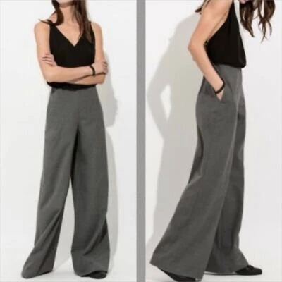Kit and Ace Stardust Overalls Black Gray Silk Wool Wide Leg Jumpsuit 8  - Image 1 of 4