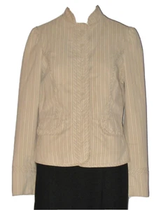 GAP Size 10 Beige Washable Fully-Lined Striped Long Sleeve Button Down Blazer - Picture 1 of 4