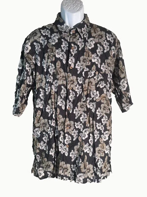 Мужская гавайская рубашка BRUNO с коротким рукавом на пуговицах с цветочным рисунком вискоза черная XL - Изображение 1 из 4