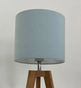 Lampshade Duck Egg Blue Velvet Drum Light Shade - Picture 1 of 23