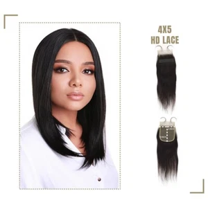 Chiusura in pizzo LUSSO Lina 4X5"" HD dritta 16"" naturale 100% estensione capelli umani - Foto 1 di 8