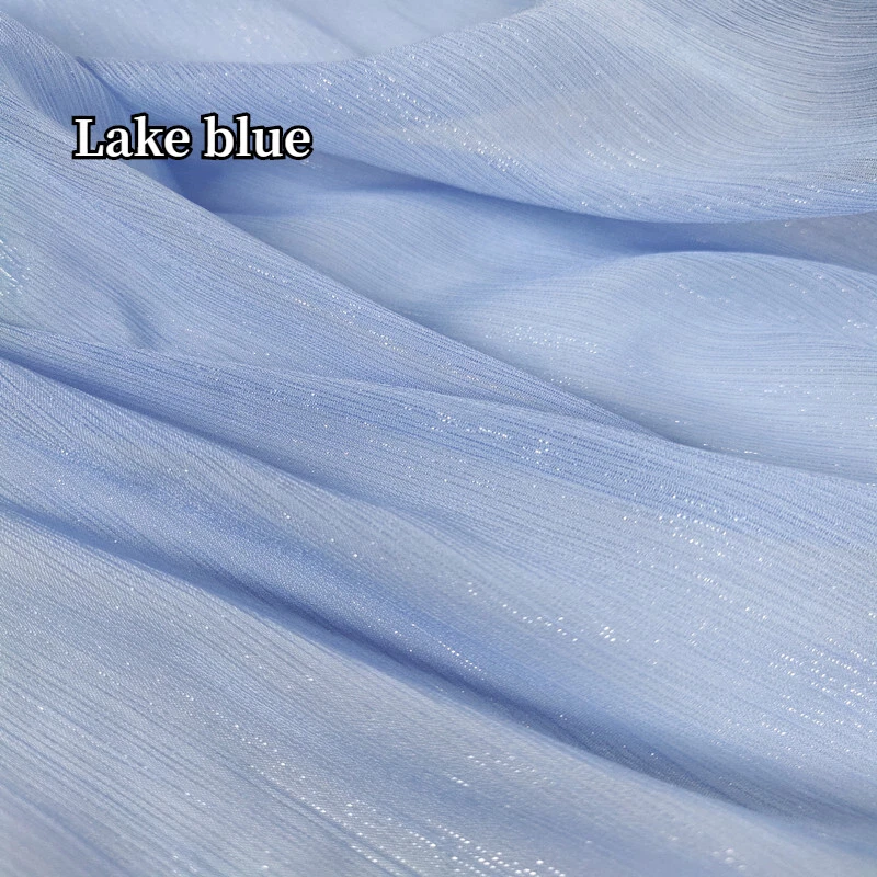 Glitter Sheer Crepe Chiffon Fabric Lightweight Thin for Sewing Hanfu Dress Skirt - Image 1 of 4