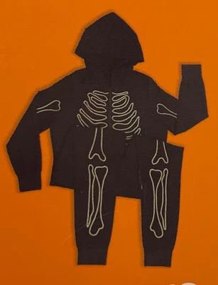 Brilho no Escuro Esqueleto com Zíper PJ / Fantasia -Tamanho Infantil Grande - Hyde And Eek - Imagem 1 de 4