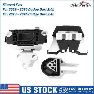 3PCS For 2013-2016 Dodge Dart 2.0L 2.4L Auto Trans. Engine & Trans Mounts Kit US Foto 1 de 4