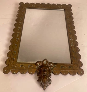 Antiker verzierter vergoldeter Waschtischspiegel zum Aufhängen Messing - Bild 1 von 8