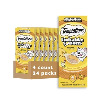 Temptations Lickable Cat Treats Chicken And Cheese 24 Count Pack Easy Feeding - Image 1 of 4