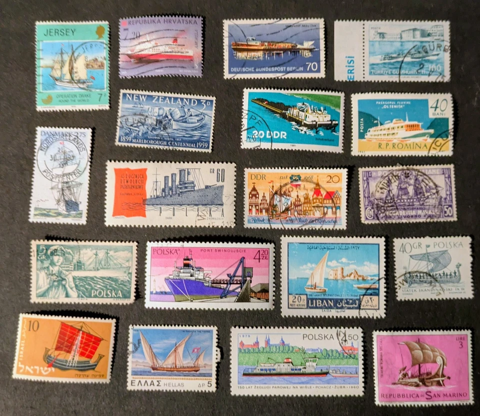 Ships +Boats-19 fine used collection postage stamps from around the world lot#19 - Image 1 of 1