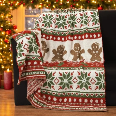 Namalu Large Chrismas Gingerbread Throw Blanket 50 x 60 Inch Soft Xmas Man Knit - Image 1 of 4