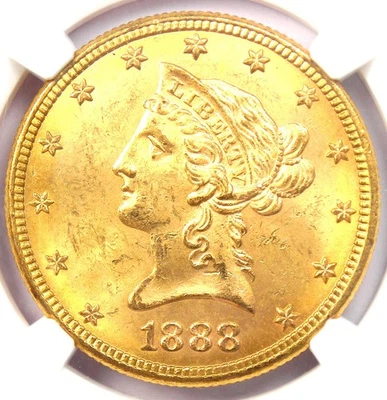 1888-S Liberty Gold Eagle $10 Coin - Certified NGC MS64 (BU UNC) - $5,500 Value - Image 1 of 4