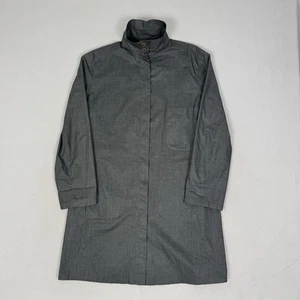 Emporio Armani Trench Long Coat Grey Vintage 90 Made Italy Womens Large - Picture 1 of 14