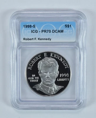 1998-S Robert F Kennedy Commemorative Silver Dollar PR70 DCAM ICG *7572 - Image 1 of 4