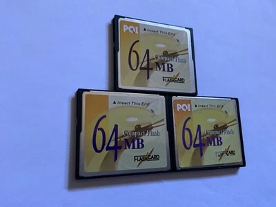3pcs 64mb PQI  CF TYPE I compactflash memory  cards for Canon,Kodak,Nikon cam - Image 1 of 2