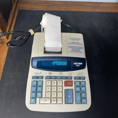 Victor 1280-7 Multi Function Printing Calculator Digital Print Display Working - Image 1 of 4