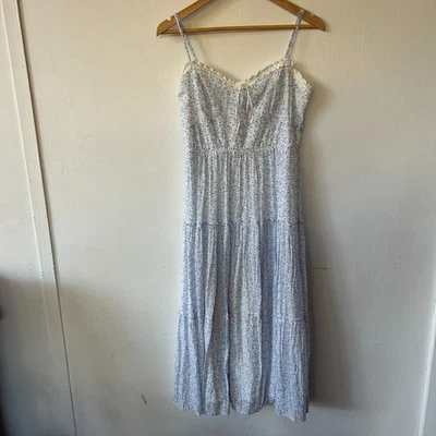 Vestido Trixxi Milk Maid para mujer grande azul microfloral cuello corazón coqueta Foto 1 de 4