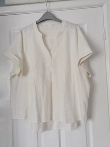 Ladies SZ18 Off White LOOSE Tunic Top Linen/cotton Mix - Picture 1 of 6