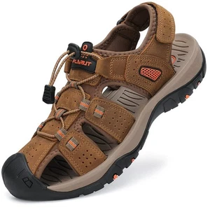 Men's Sport Sandals Outdoor Hiking Sandals Closed Toe Leather Athletic Lightw... - Picture 1 of 7