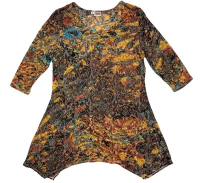 Túnica Tianello "Polani" estampa algodão burnout Asbury arte boho para usar chique tamanho P - Imagem 1 de 4