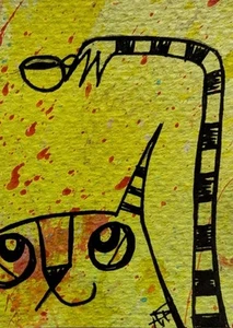 Original ACEO Katze Gemälde Sammlerstück Modern Kätzchen Kunst Karte Samantha McLean - Bild 1 von 1