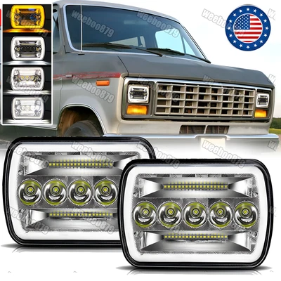 For Ford E-100 E-150 E-250 E-350 Econoline Club Wagon Van 5x7" 7x6 Led Headlight - Image 1 of 4