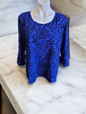 Top Chico's estampado terciopelo morado y negro talla 3 Foto 1 de 4