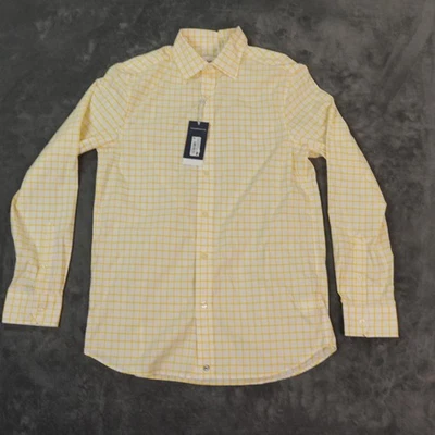 Vineyard Vines Shirt Mens Small Yellow Check On The Go Performance Casual OTG - Image 1 of 4