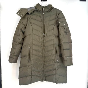 Eddie Bauer Mujer Sun Valley Down Parka Chaqueta Abrigo Piel Sintética Capucha Verde Talla XL - Imagen 1 de 12