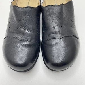 Aravon Shoes Womens Size 7.5B Black Leather Slip On Mule Heels Comfort WOM07BK - Picture 1 of 14