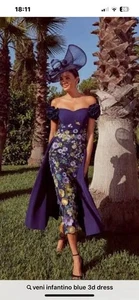 Veni Infantino Stunning 3D Occasion Dress Size 18 Worn Once Navy/multi - Picture 1 of 12