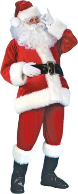 Traje de Papá Noel Fun World Costumes de terciopelo para hombre adulto, rojo/blanco, talla única Foto 1 de 4
