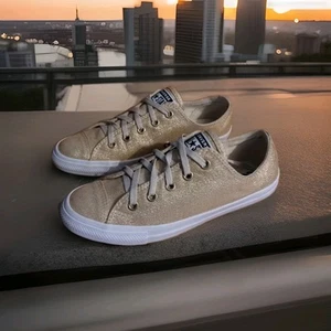 Women's Converse All Stars Gold Glitter Sparkle SNEAKERS Size 5.5 Excellent! - Picture 1 of 11