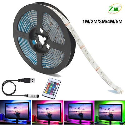 5050 LED Strip Lights 1m-5m 5V RGB Fariy Lights USB Christmas Light IP65 +Remote - Image 1 of 4