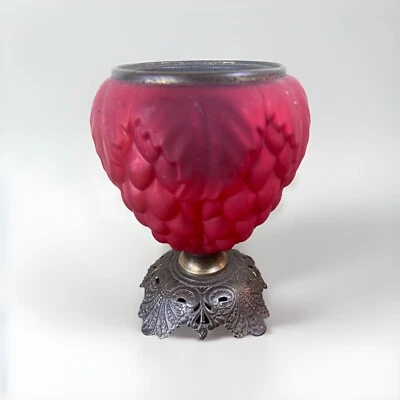 Antigua base de lámpara Pittsburgh roja satinada roja rubí lo que el viento se llevó Foto 1 de 4