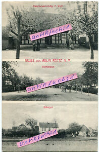 Postkarte um 1913 :   Adlig Reetz bei Neureetz / Oderaue in 3 Ansichten