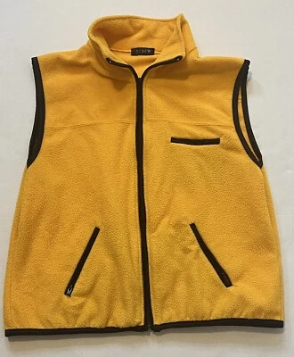 J. Crew Mens Vest Outdoor Hiking Camp Size Small Sherpa Fleece Yellow Full Zip - Image 1 of 4