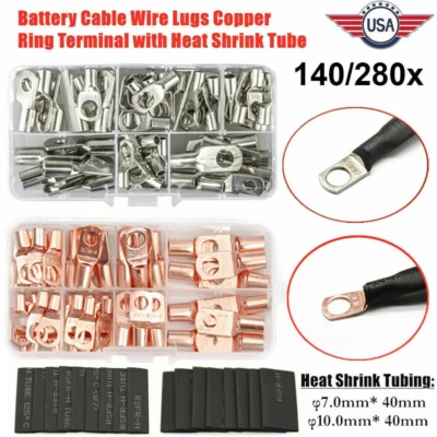 280Pcs Copper Wire Ring Terminals Lug Bare SC Battery Welding Crimp Connectors - Image 1 of 4