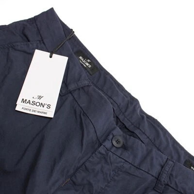 Bermudas/pantalones cortos informales Mason's nuevos con etiquetas talla 56 40 EE. UU. en mezcla de algodón azul liso Foto 1 de 4