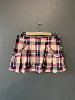 Minifalda a cuadros vintage princesa Vera Wang roja azul marino amarilla talla 7 Foto 1 de 3
