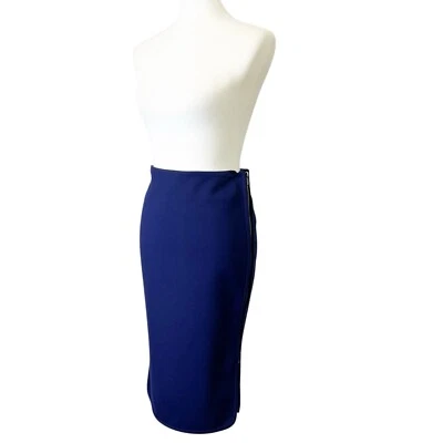 NEW Diane Von Furstenberg DVF Noemi Pencil Skirt Womens Size 4 Blue Double Zip - Image 1 of 4