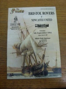 05/09/1992 Bristol Rovers v Newcastle United  (Creased, Folded, Worn). All UK or - Picture 1 of 1
